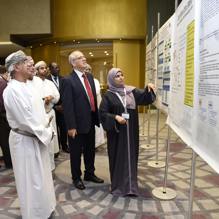 A pharmacovigilance research poster session at the annual WHO PIDM meeting in Oman, 2016.